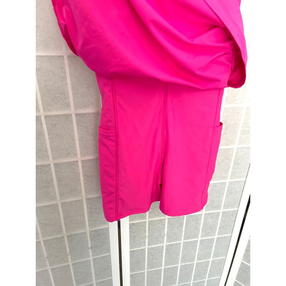 Lands’ End NEW Athletic Swim Dress 8 Hot Pink Built In Shorts Pockets Resort - Picture 6 of 9